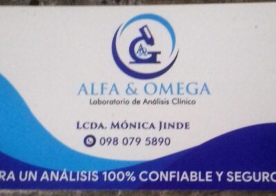 ALFA & OMEGA LABORATORIO DE ANÁLISIS CLÍNICO LCDA: MÓNICA JINDE